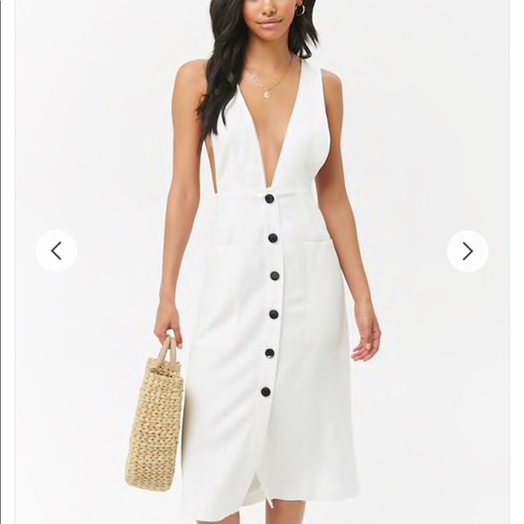 button front pinafore dress